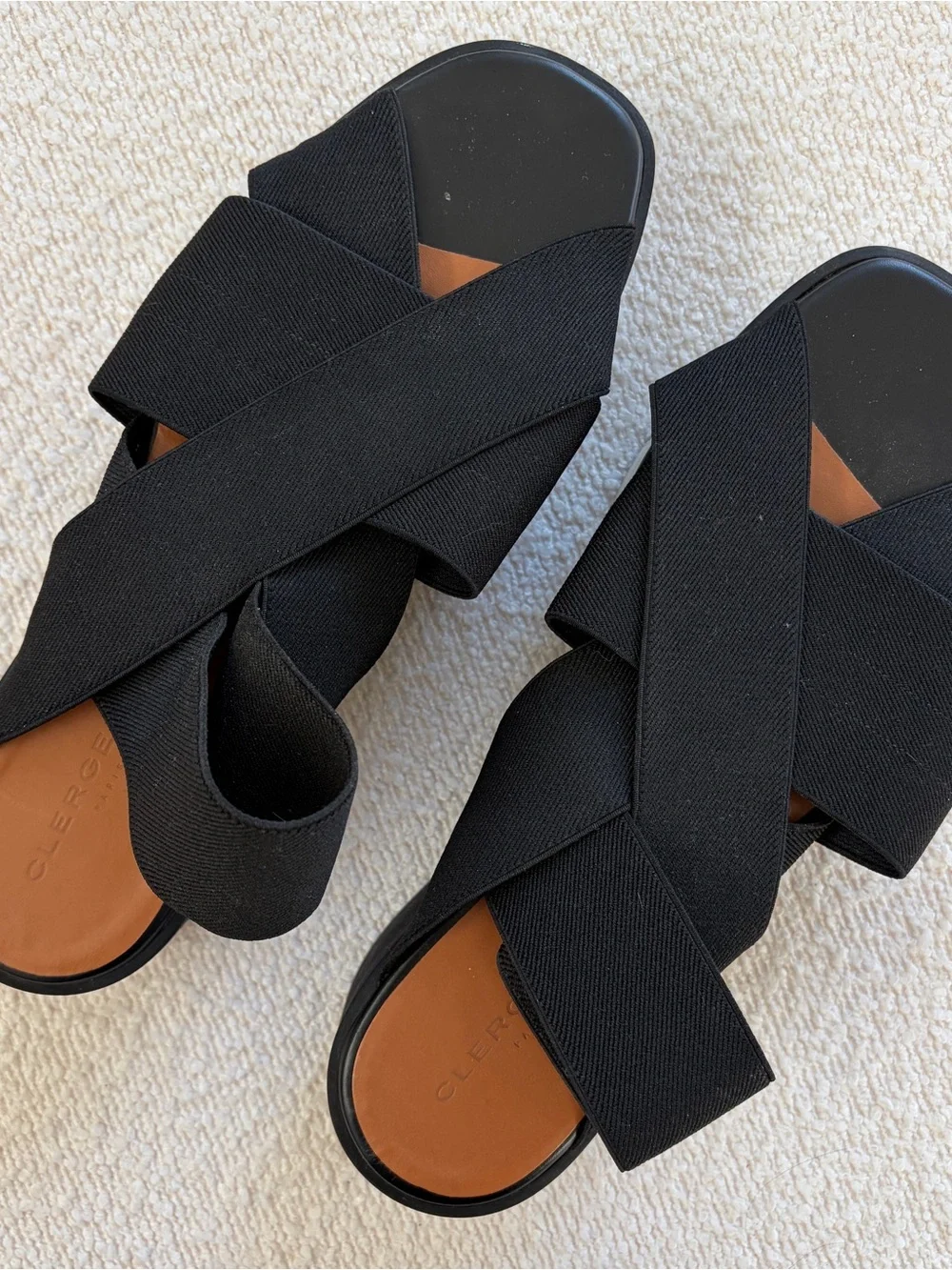 Robert Clergerie Paris Black Elastic Crossover Sandals